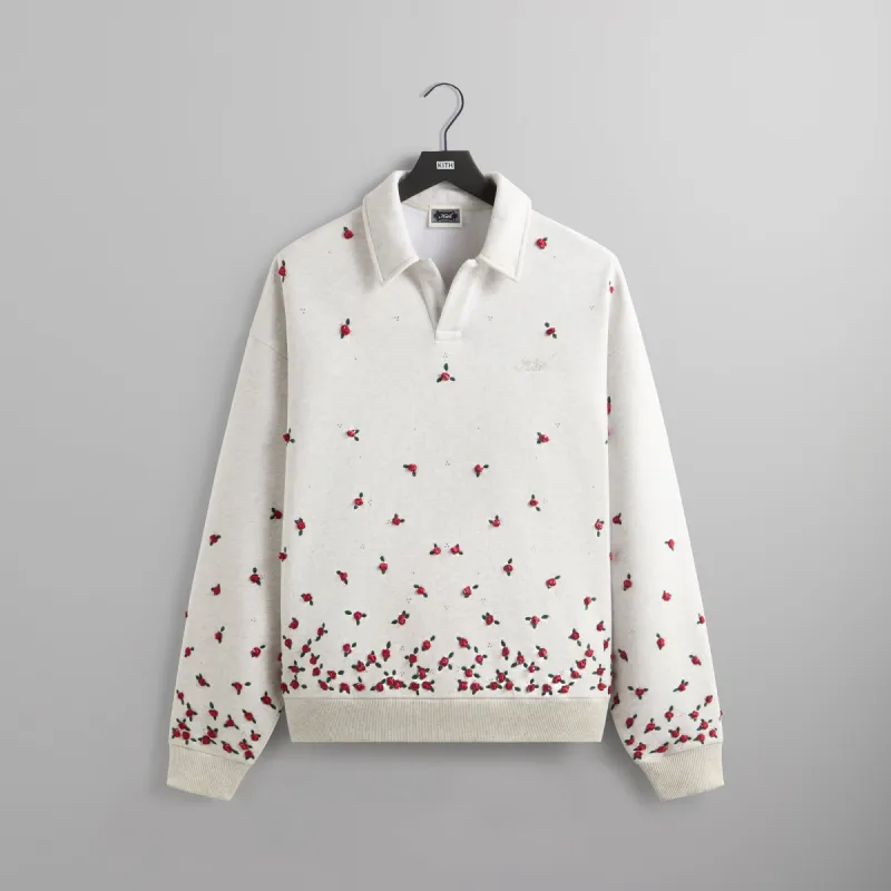 Kith Floral Ombre Nelson Collared Pullover - Light Heather Grey sold by Kith