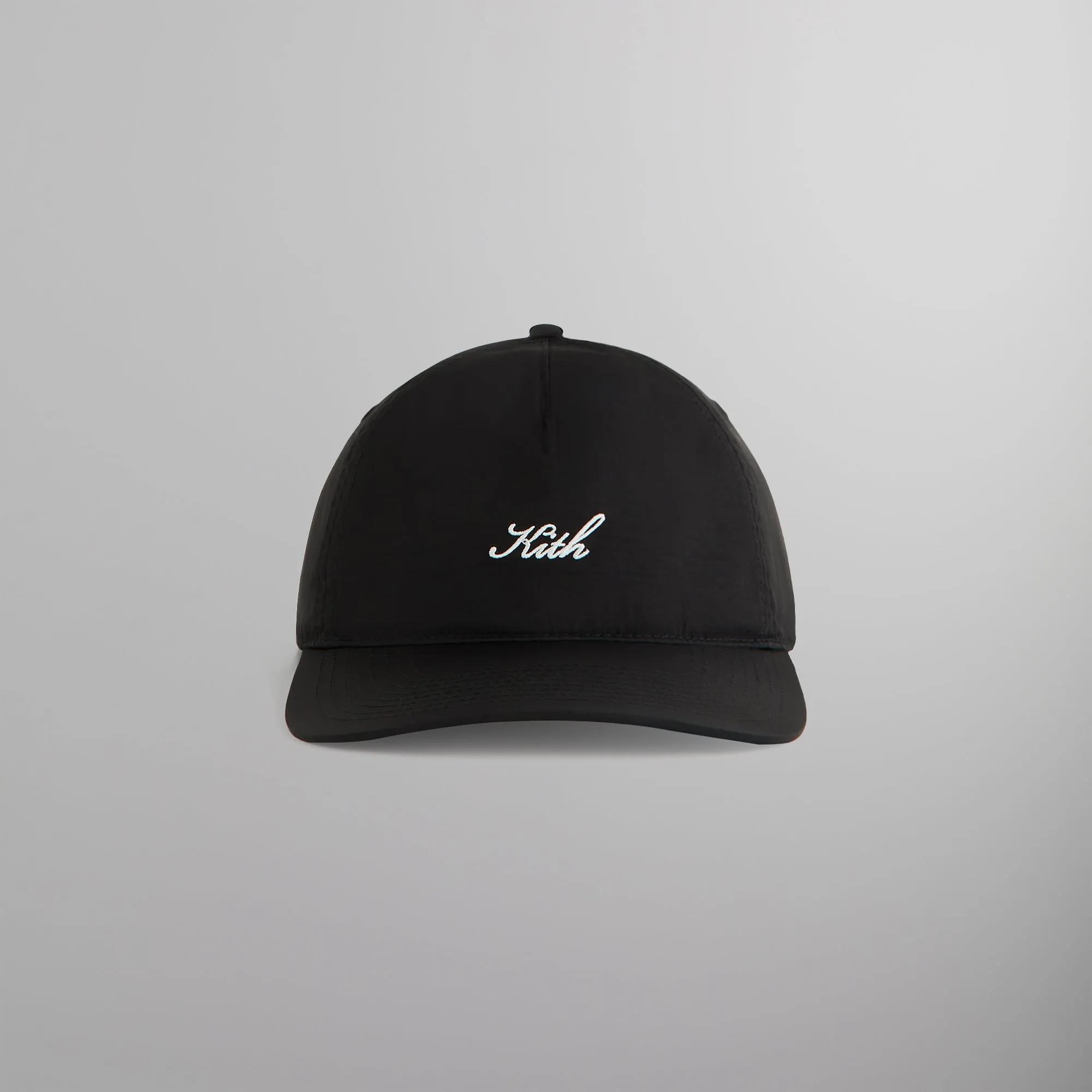 Kith Script Wrinkle Nylon Bay Low Profile Pinch Crown Cap - Black sold by Kith