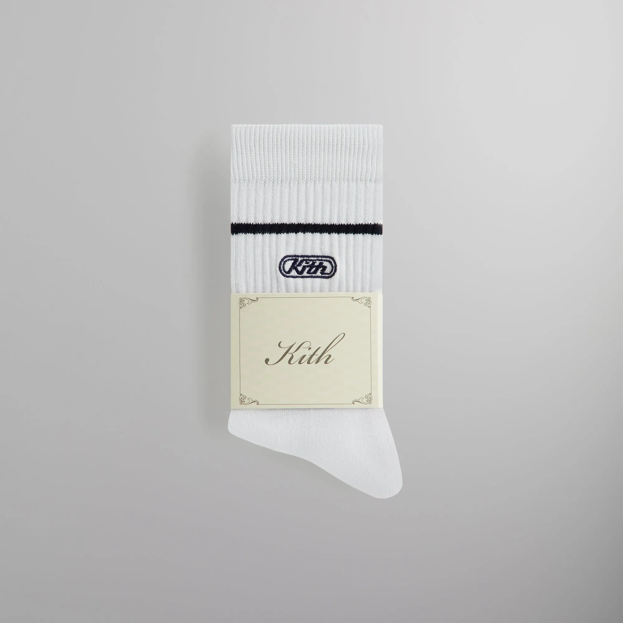 Kith Embroidered Logo Striped Crew Sock - White sold by Kith product image thumbnail 2