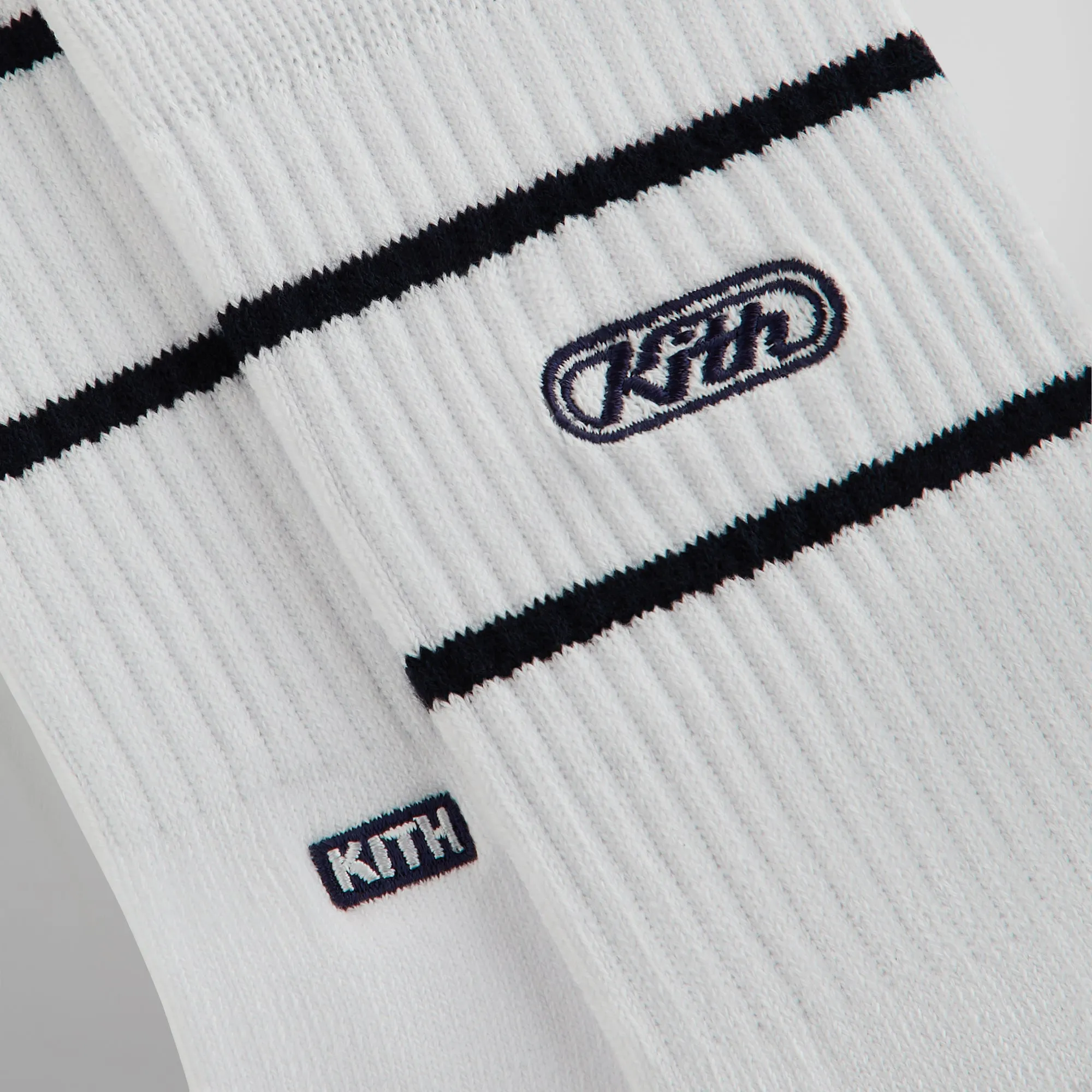 Kith Embroidered Logo Striped Crew Sock - White sold by Kith product image thumbnail 3