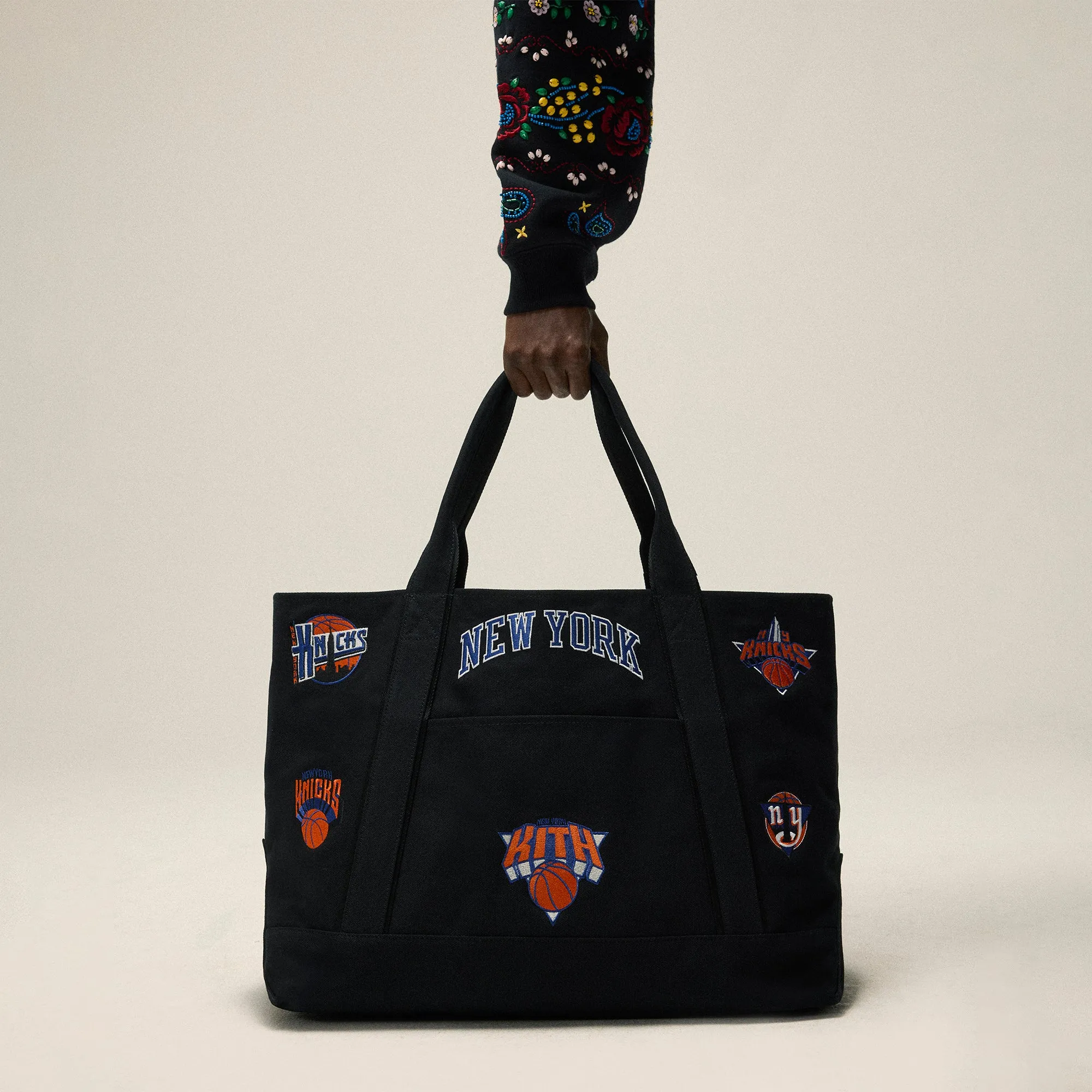 Kith for the New York Knicks All Over Embroidered Canvas Tote - Black sold by Kith product image thumbnail 2
