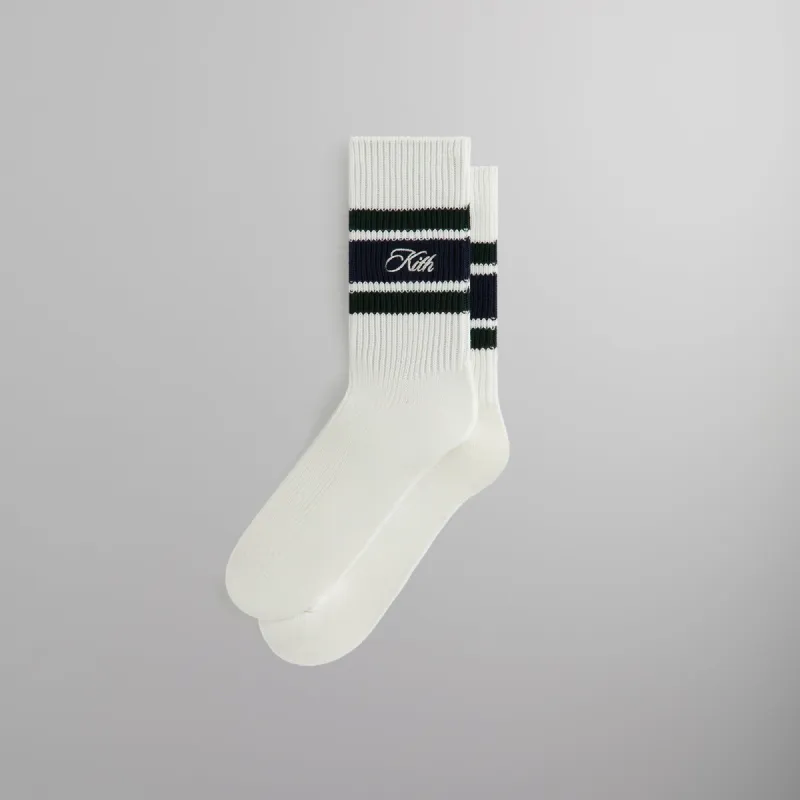 Kith Calf Stripe Relaxed Crew Sock - White sold by Kith