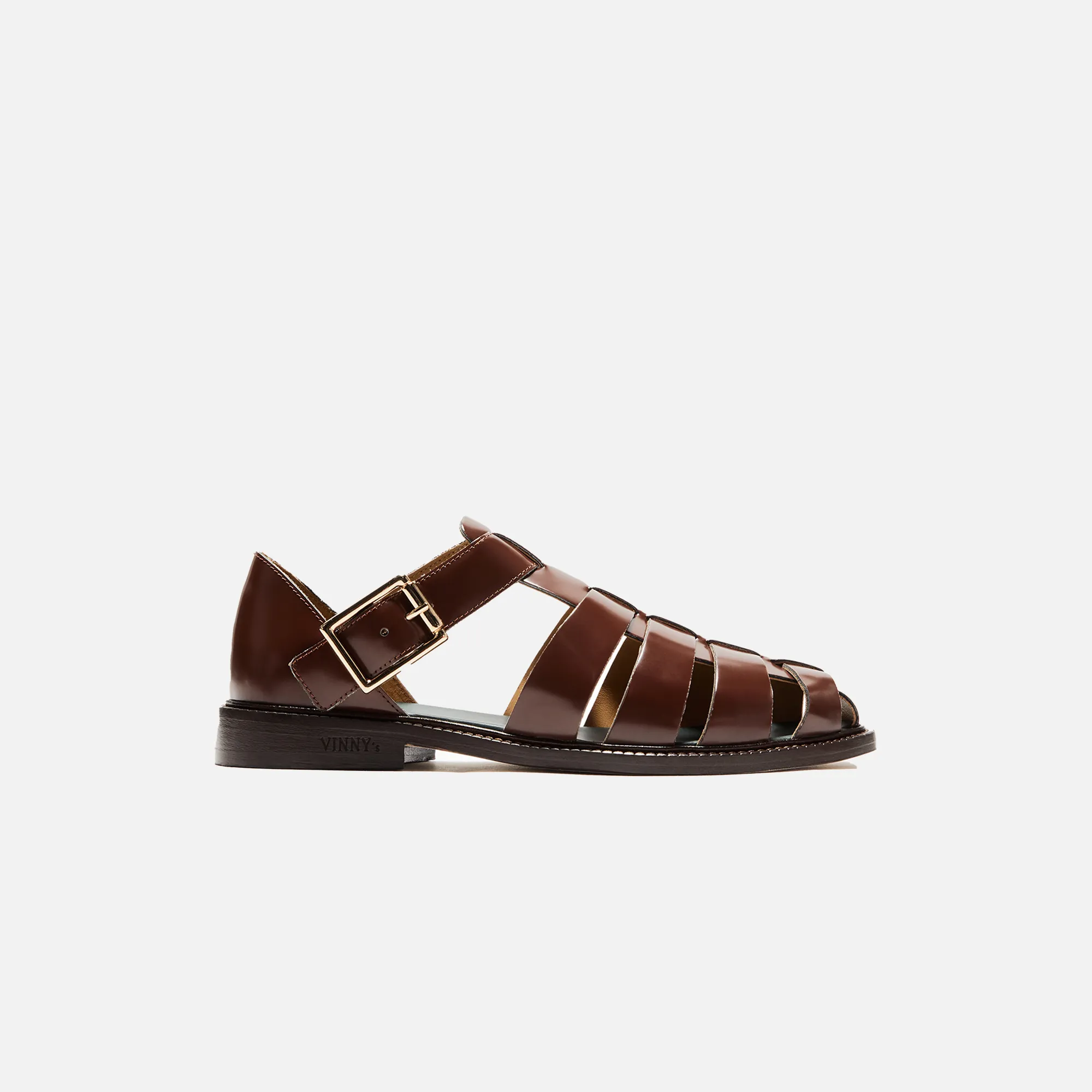 VINNY's Fisherman Sandal - Brown Polido Leather sold by Kith