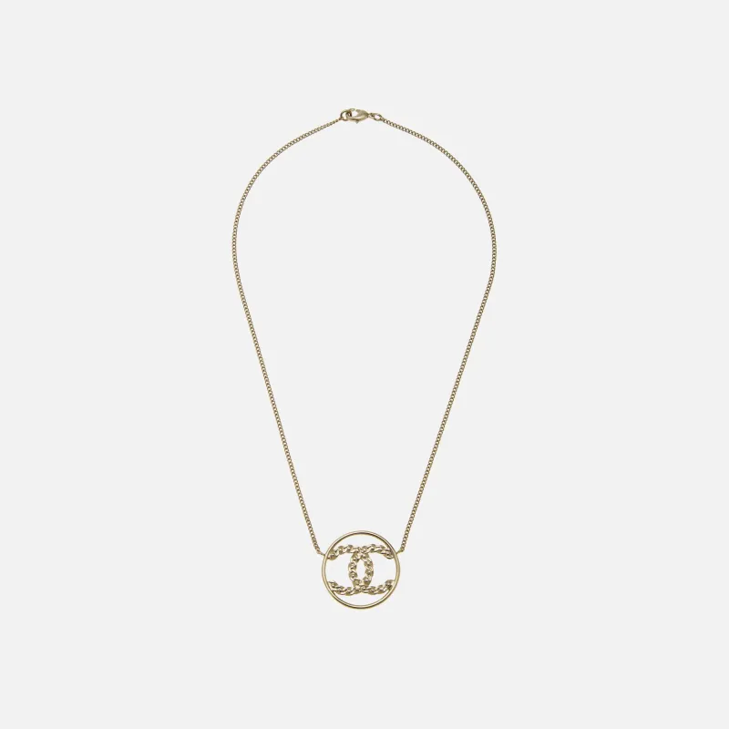 WGACA Chanel Gold Crystal CC In Circle Necklace - Gold / Crystal made by What Goes Around Comes Around