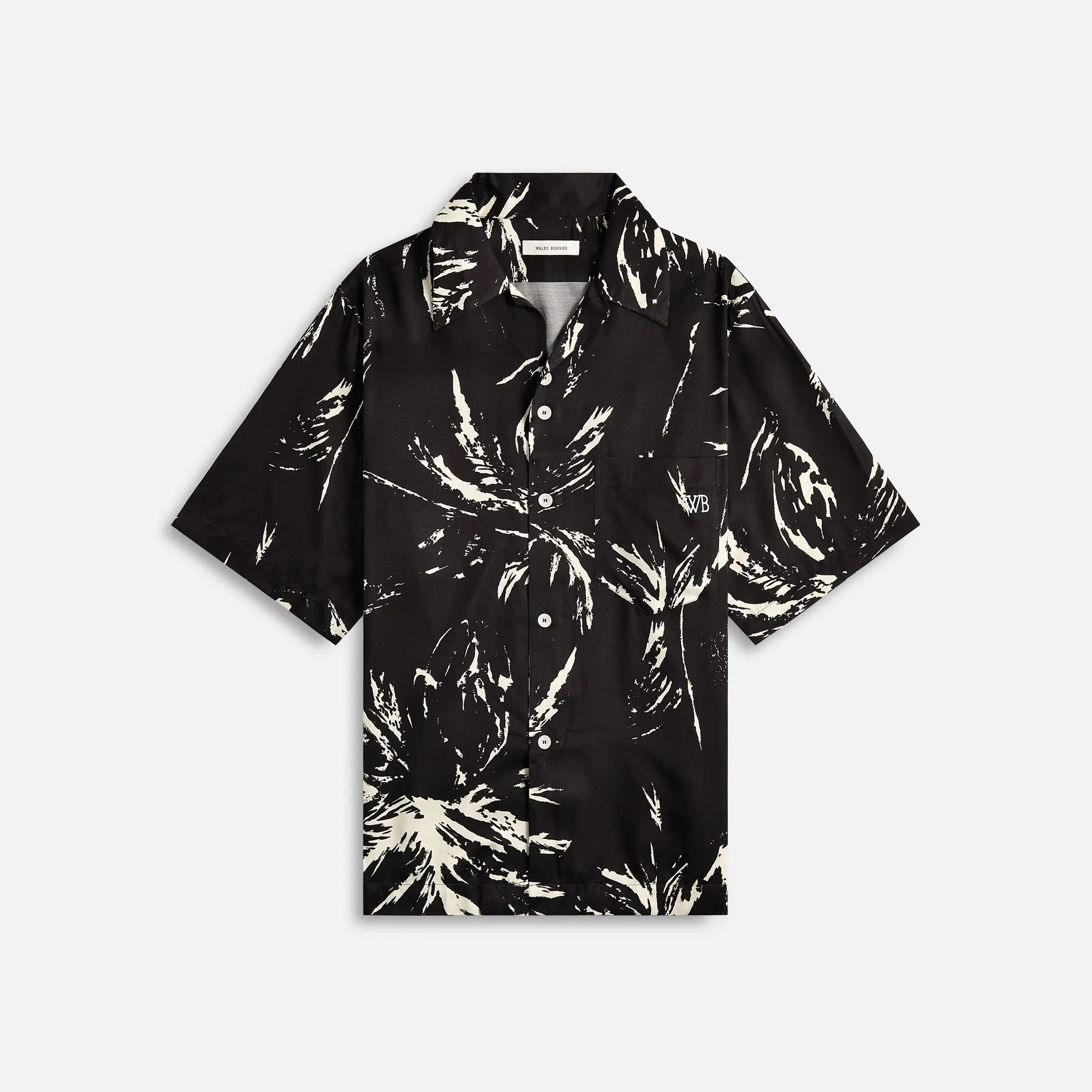 Wales Bonner Highlife Bowling Shirt - Mcnish Black / White sold by Kith