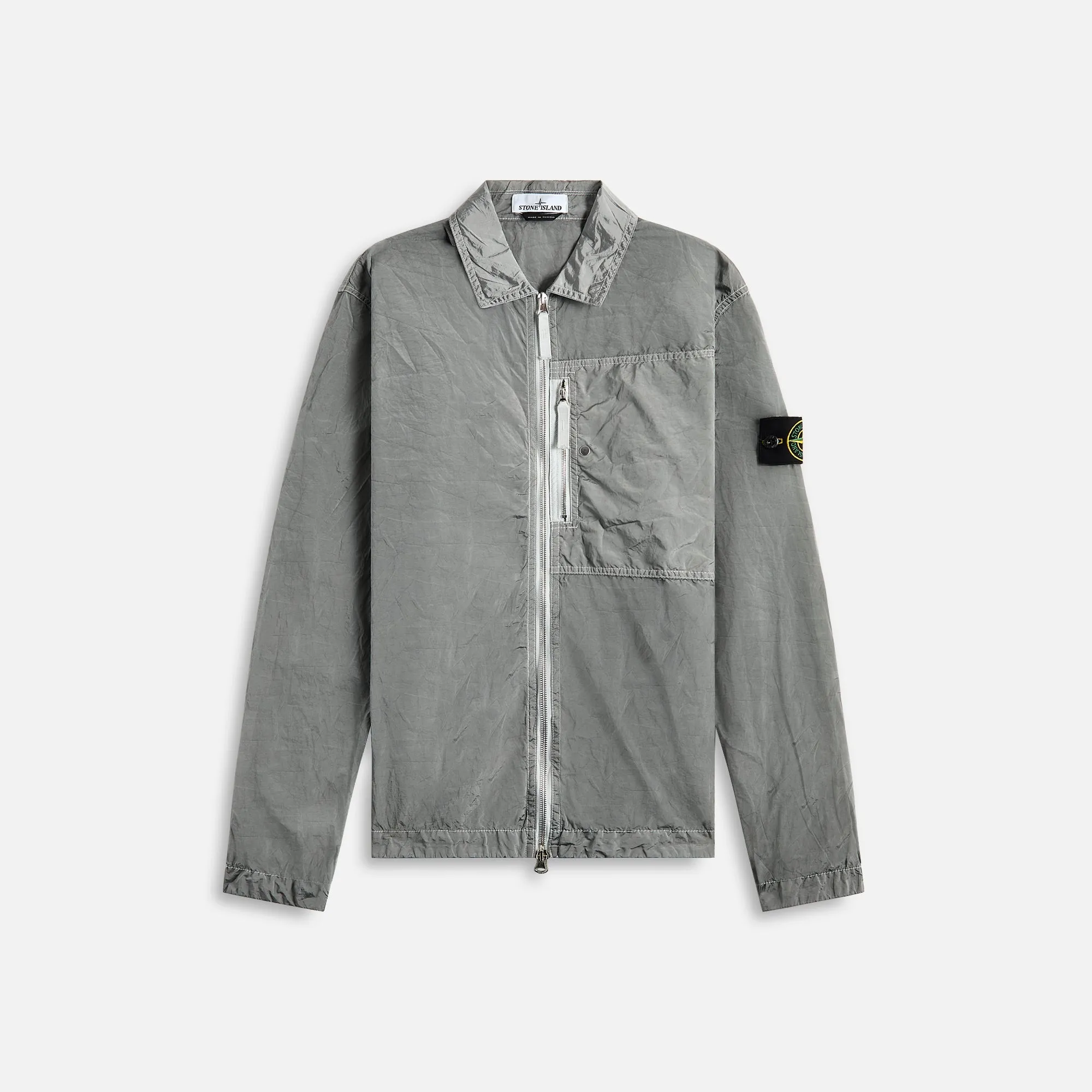 Stone Island Nylon Metal Garment Dyed Shirt - Pearl Grey sold by Kith