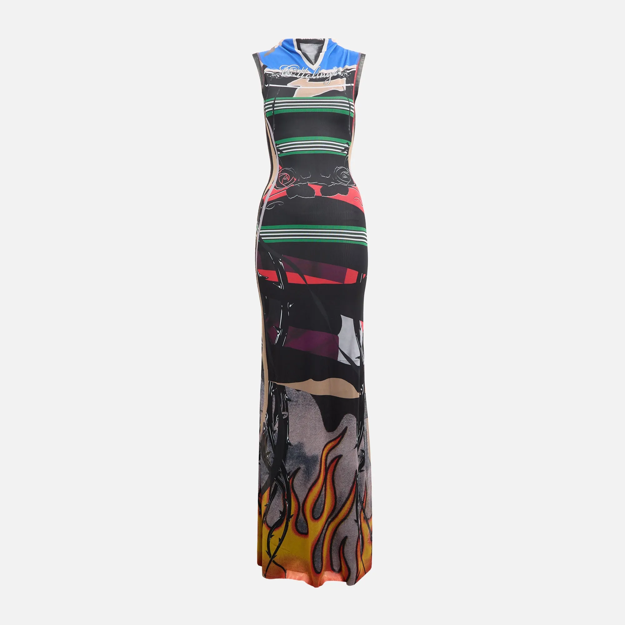 Ottolinger Mesh Maxi Dress - Polo Print sold by Kith