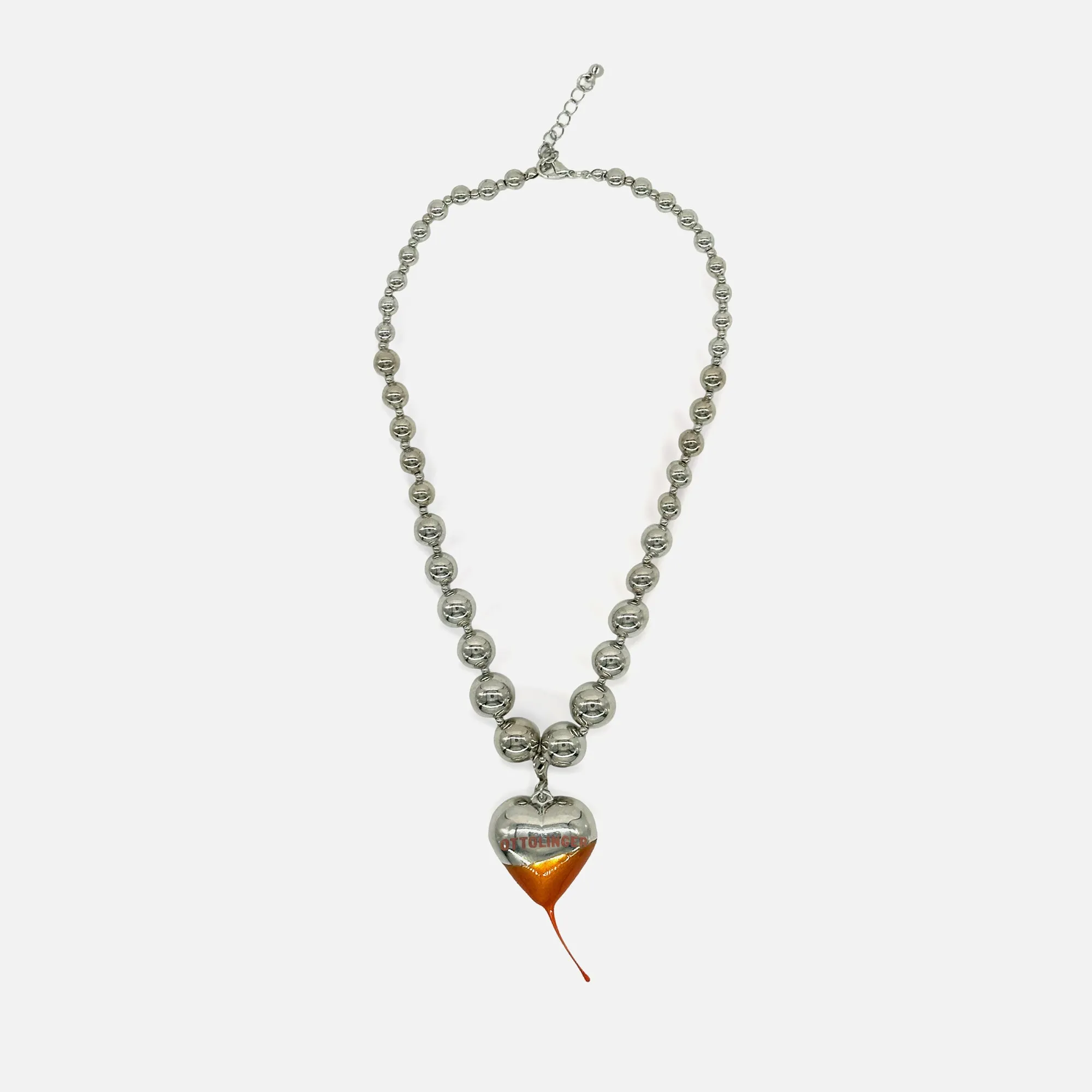 Ottolinger Heart Necklace - Silver / Tangerine sold by Kith