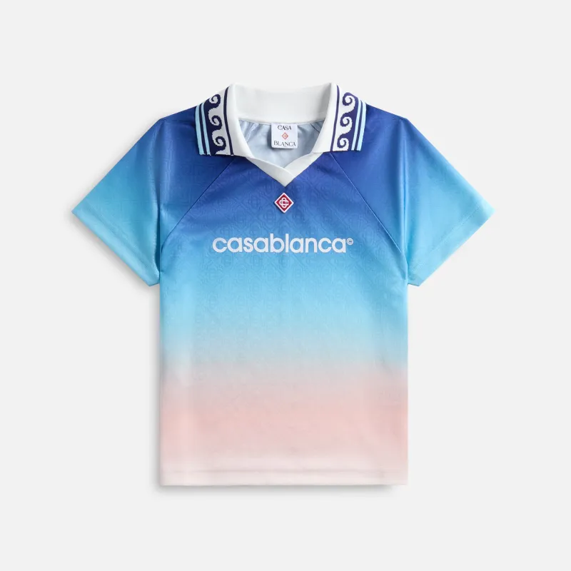 Casablanca Short Sleeve Football Shirt - Blue Gradient sold by Kith