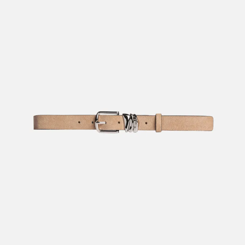 Black Suede Studio Boyfriend Belt - Sand Suede / Silver sold by Kith