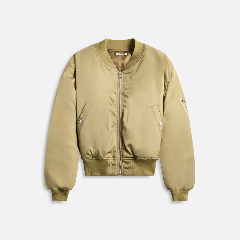 Auralee High Density Silk Twill Flight Blouson - Khaki Beige sold by Kith