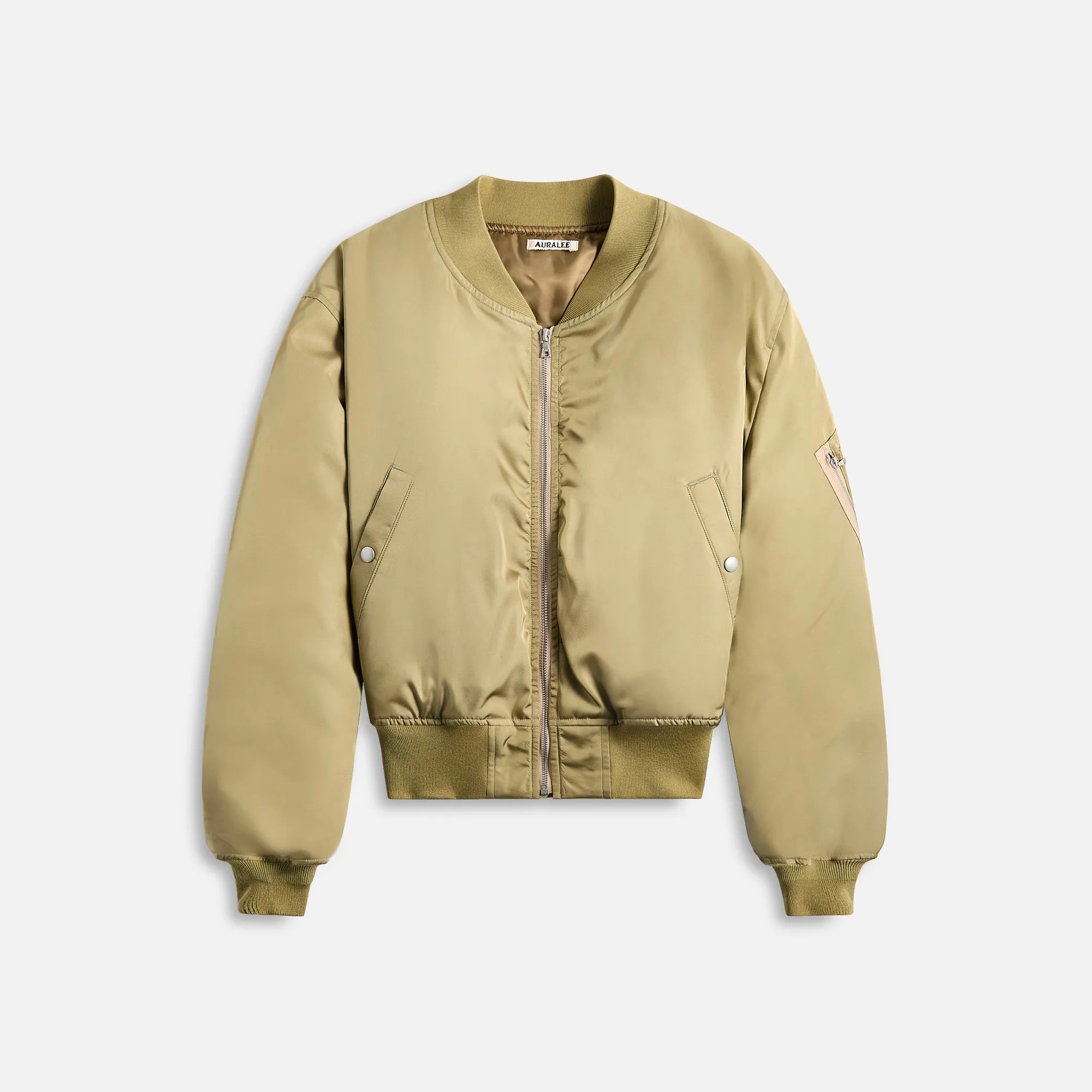 Auralee High Density Silk Twill Flight Blouson - Khaki Beige sold by Kith
