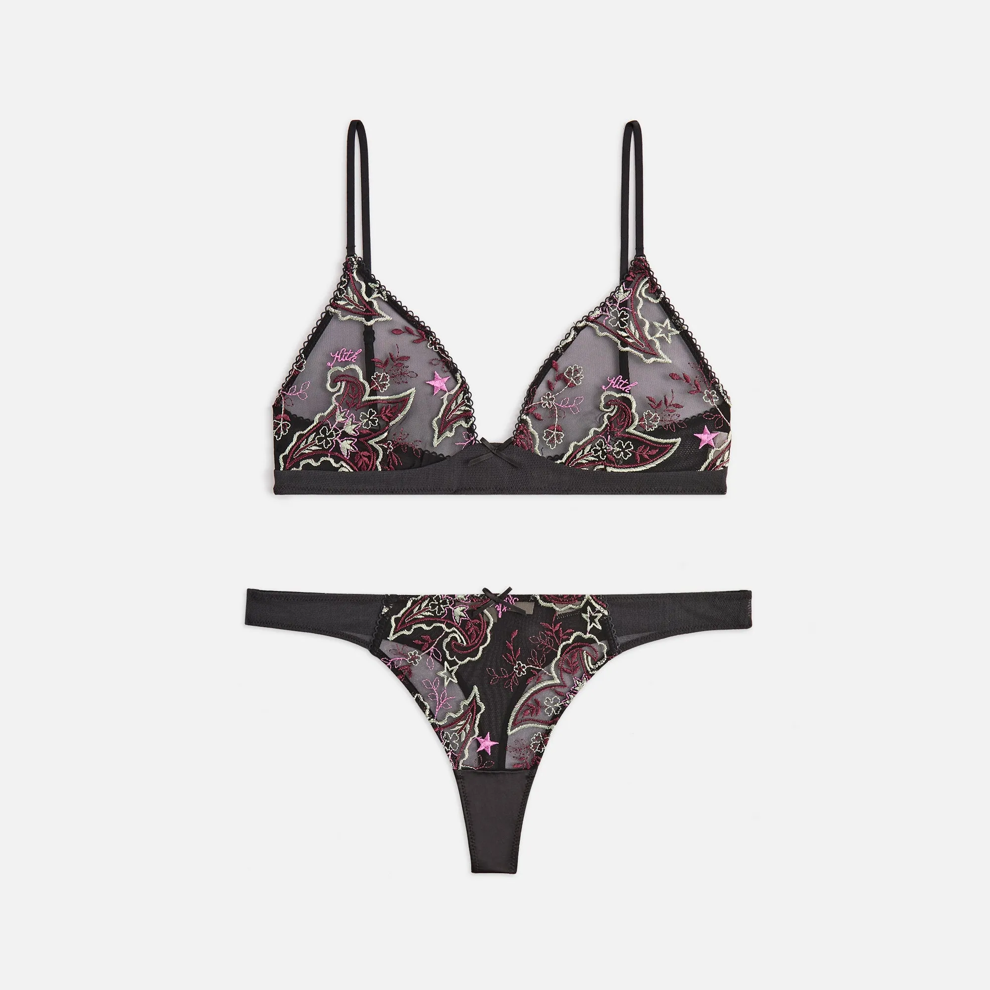 Kith Women Embroidered Bra & Thong Set - Black sold by Kith