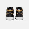 Jordan GS Air Jordan 1 Mid - Black / Metallic Gold / White sold by Kith