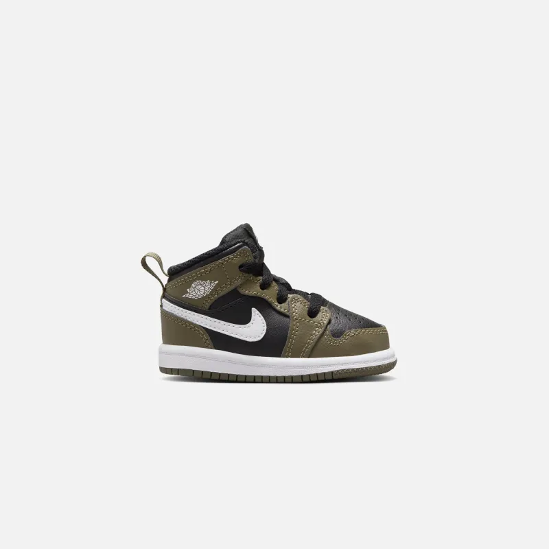 Jordan TD Air Jordan 1 Mid - Black / White / Medium Olive sold by Kith