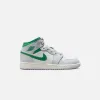 Jordan GS Air Jordan 1 Mid - Summit White /Pine Green / Pure Platinum / Sail sold by Kith
