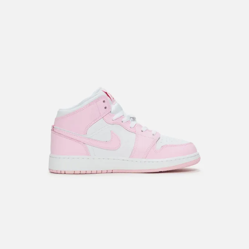 Jordan GS Air Jordan 1 Mid - Pink Foam / White / Fire Red sold by Kith