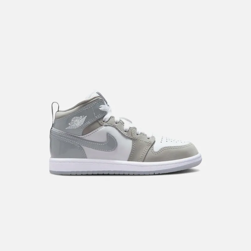 Jordan PS Air Jordan 1 Mid SE - White / Cool Grey / Med Grey sold by Kith
