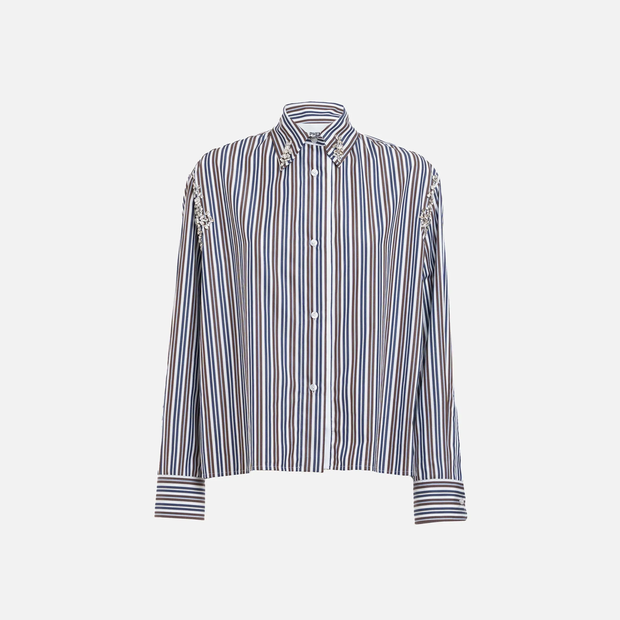 Des Phemmes Striped Button Down - Coffee / Blue sold by Kith