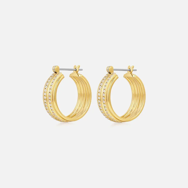 Luv AJ The Ridged Positano Hoops - Gold sold by Kith