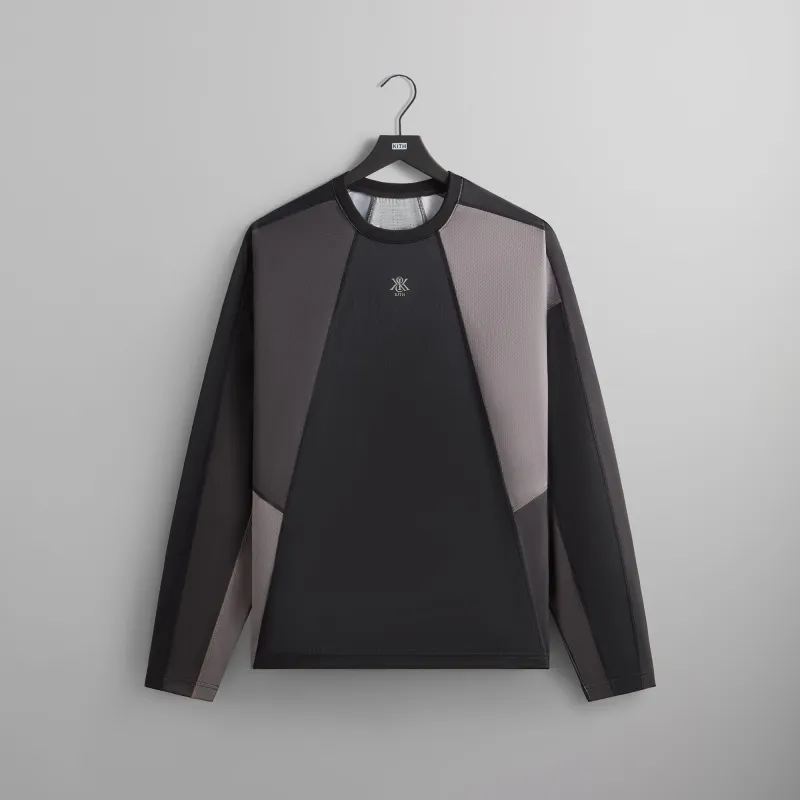 Kith Long Sleeve Panelled Otto Tee - Black sold by Kith