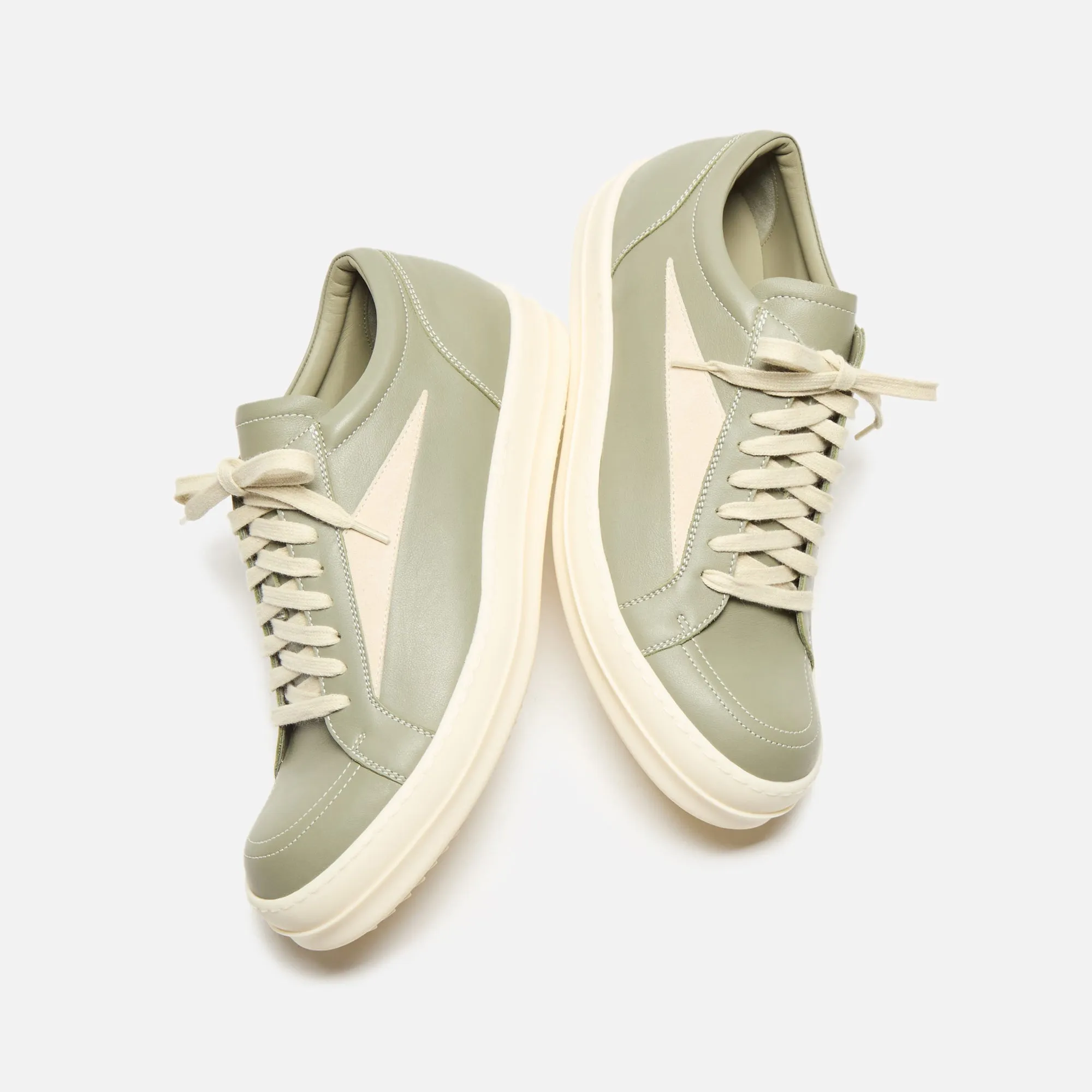 Rick Owens Vintage Sneaker - Scarpe In Pelle Celadon / Milk / Milk sold by Kith product image thumbnail 4