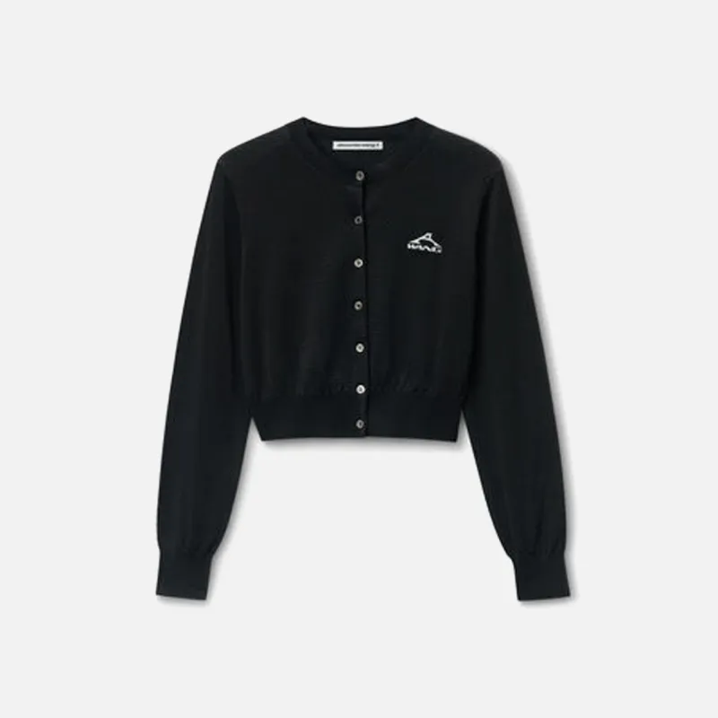 T by Alexander Wang Long Sleeve Cropped Cardigan - Black sold by Kith