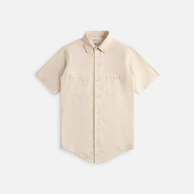 Maison Margiela Short-Sleeved Chambray Shirt - Ecru sold by Kith