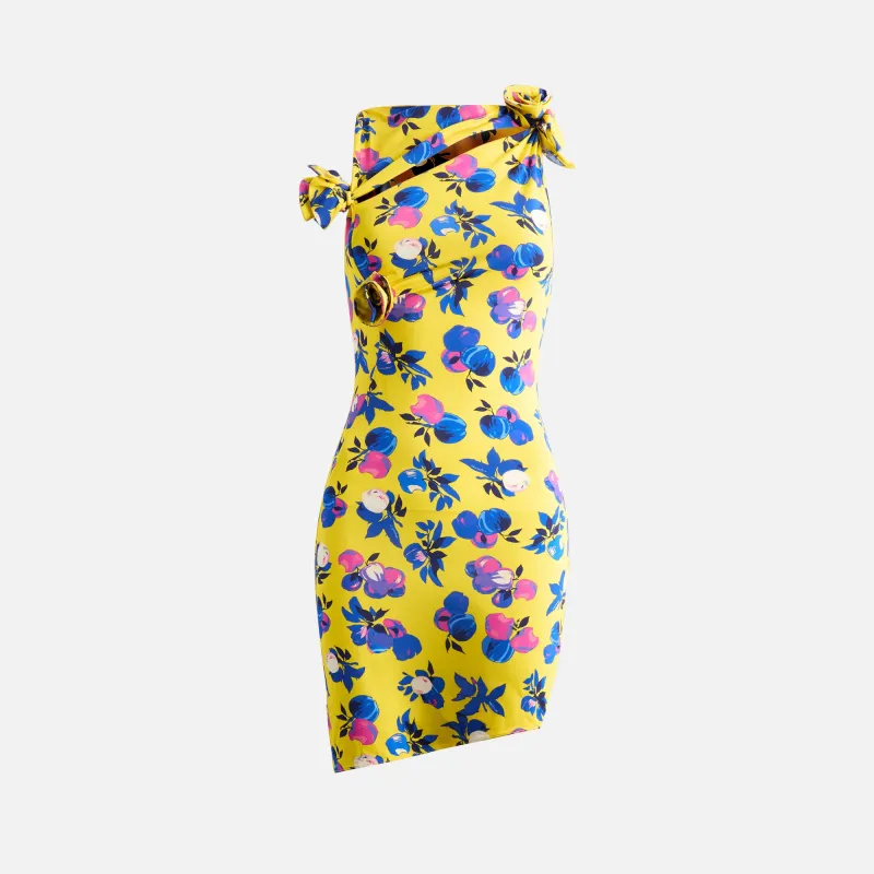 Coperni Asymmetric Flower Mini Dress - Yellow Apples sold by Kith