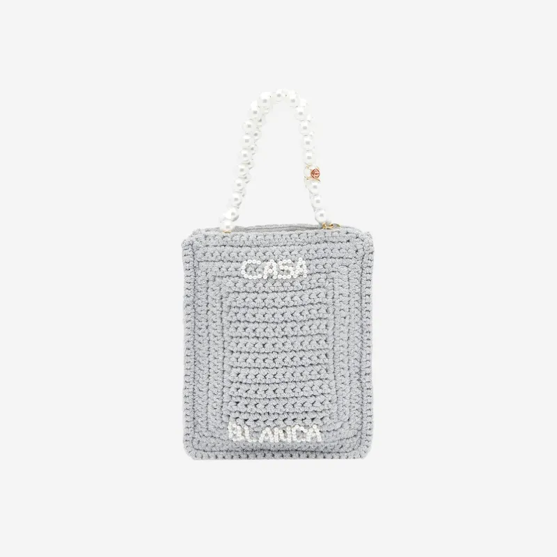 Casablanca Pearl Mini Crochet Bag - Silver sold by Kith