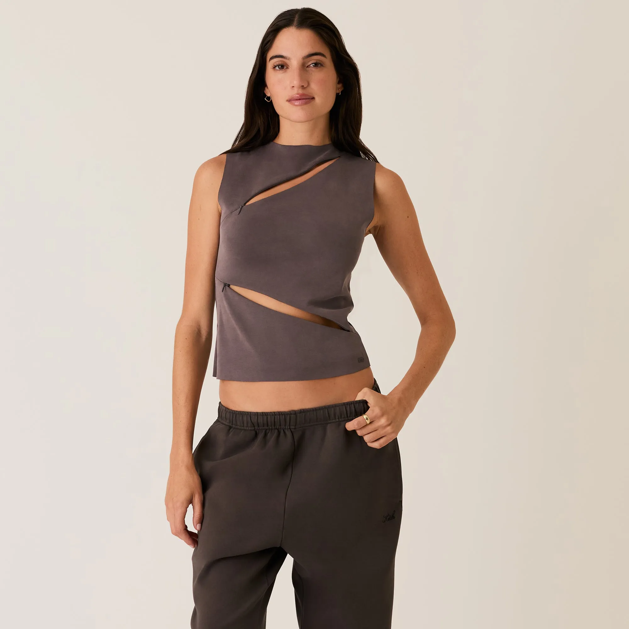 Kith Women Scarlett Zip Shell Tank - Hematite sold by Kith product image thumbnail 3