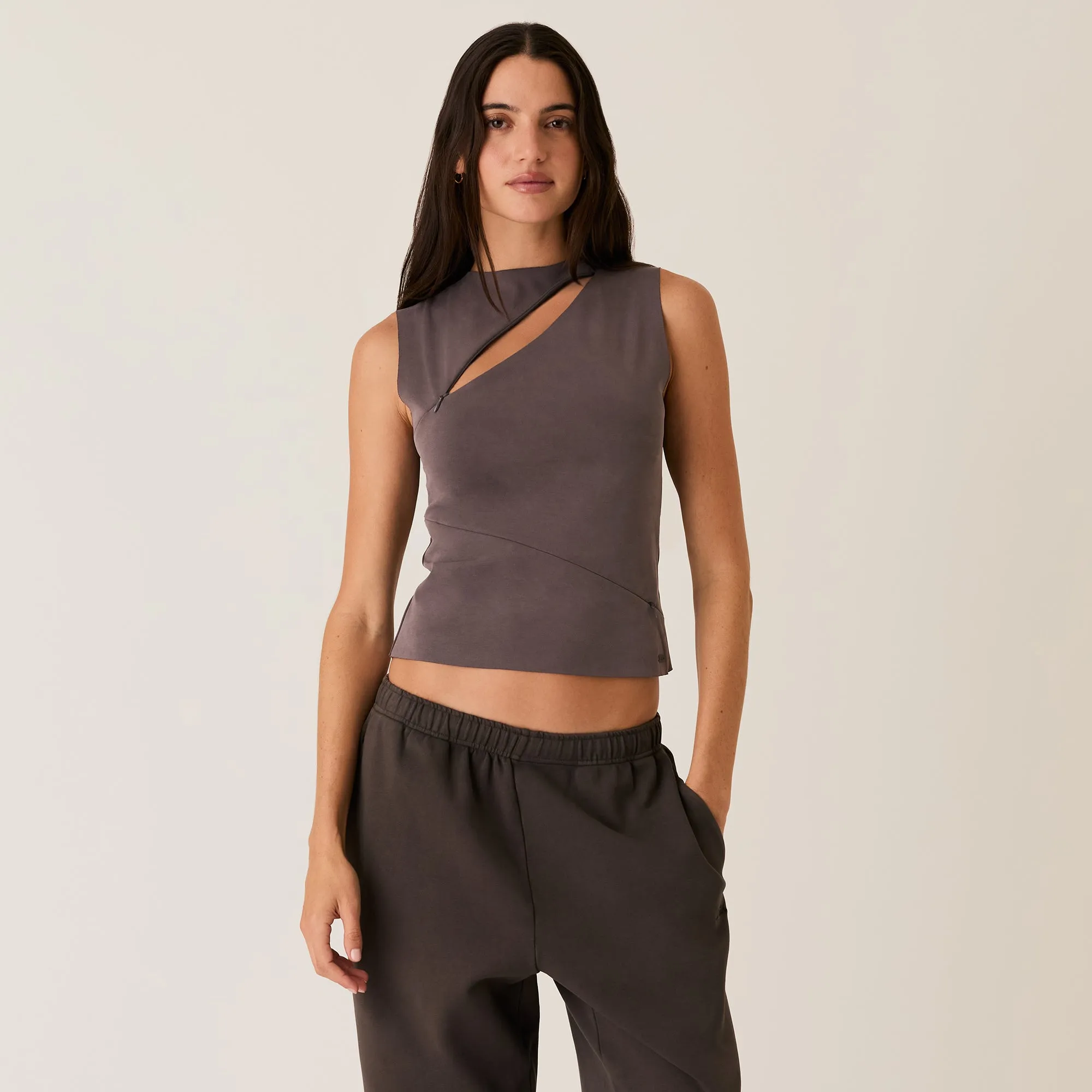 Kith Women Scarlett Zip Shell Tank - Hematite sold by Kith product image thumbnail 2