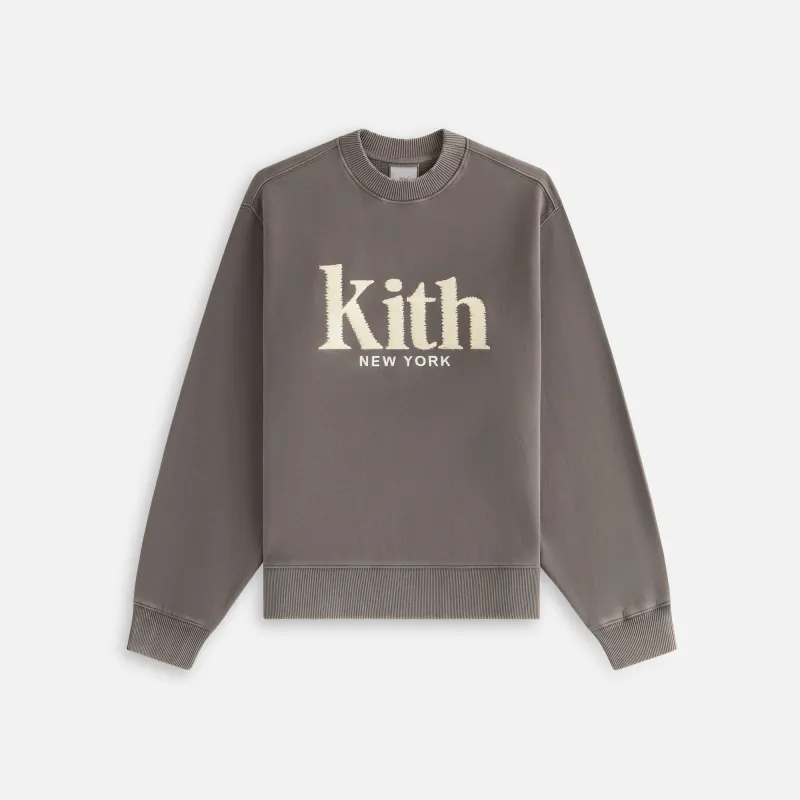 Kith Women Ashwin Sueded New York Crewneck - Hematite sold by Kith