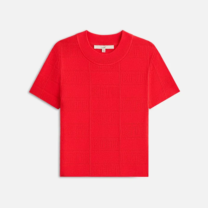 Kith Women Arys Monogram Pointelle Tee - Cinnabar sold by Kith