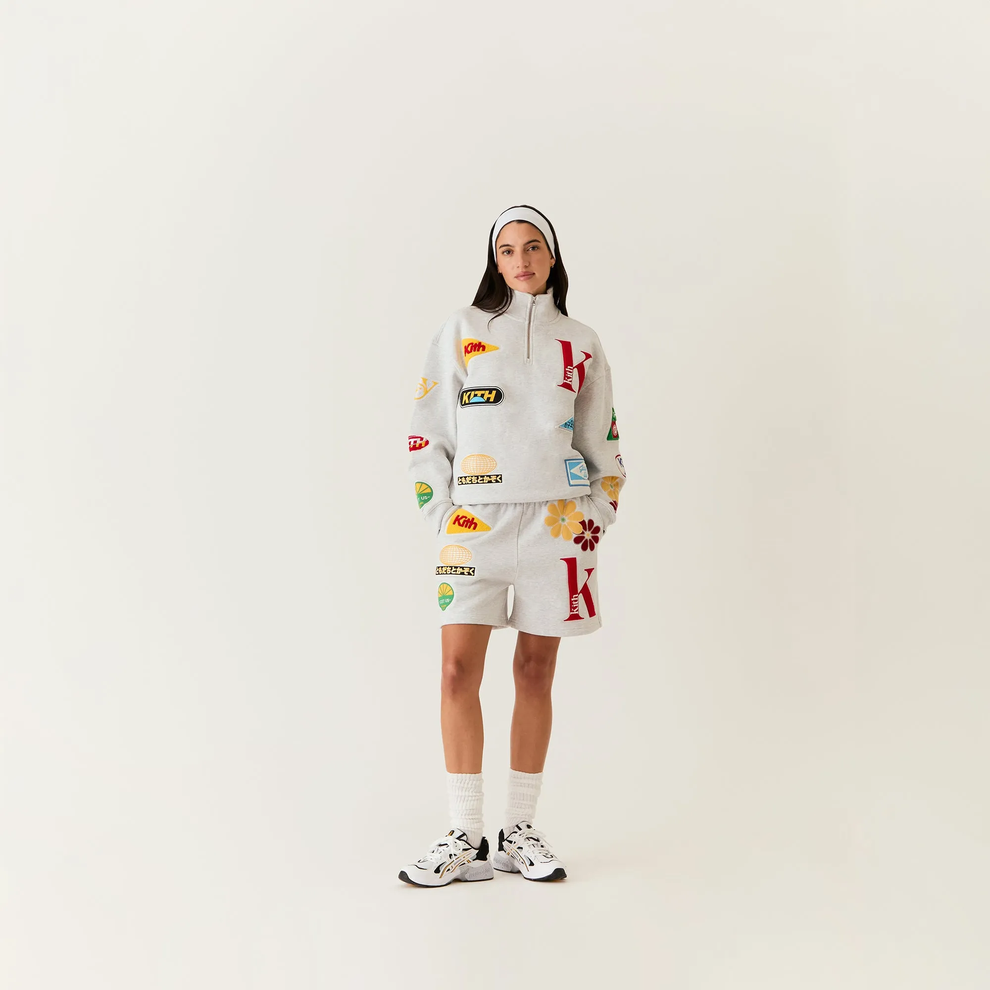 Kith Women Rayne Patched Sweatshort - Light Heather Grey sold by Kith product image thumbnail 2