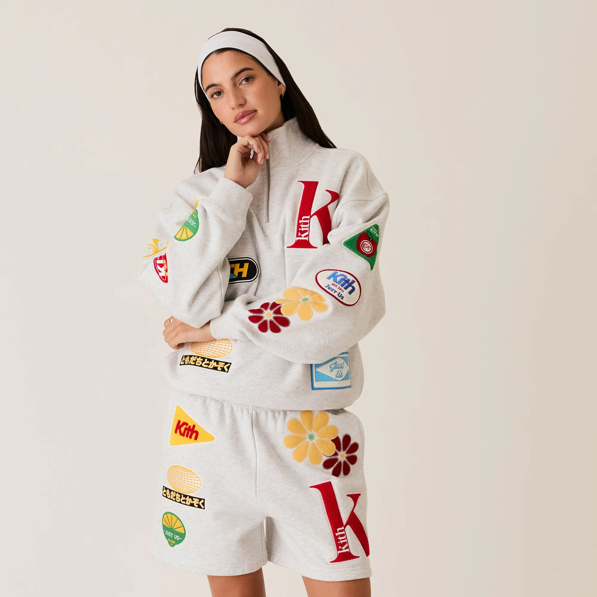 Kith Women Rayne Patched Sweatshort - Light Heather Grey sold by Kith product image thumbnail 3