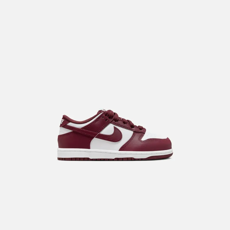Nike PS Dunk Low - White / Redwood / Gym Red sold by Kith