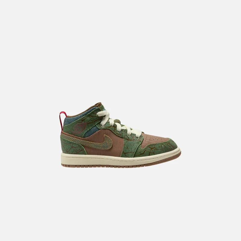 Jordan PS Air Jordan 1 Mid SS - Archaeo Brown / Light Olive Tree sold by Kith