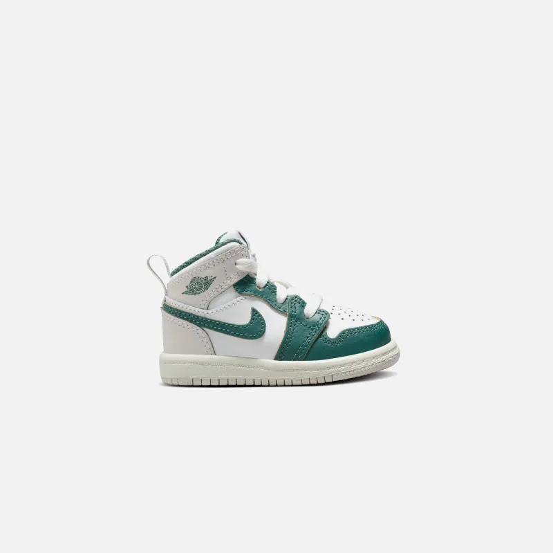 Jordan TD Air Jordan 1 Mid SE  - White / Oxidized Green / Sail / Neutral Grey sold by Kith