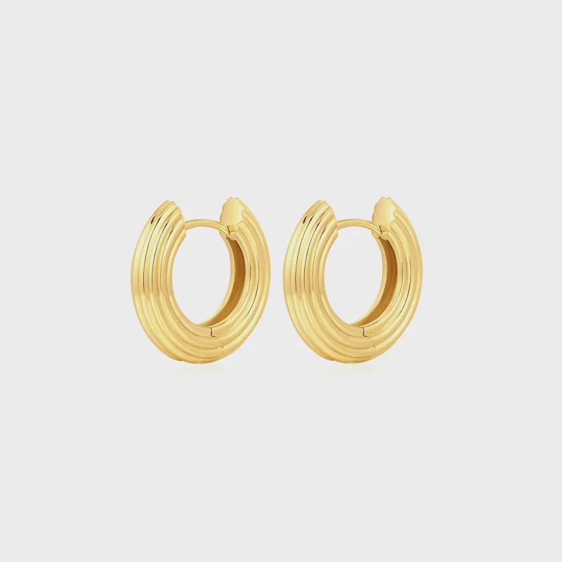 Luv AJ The Mini Ridge Amalfi Hinge Hoops - Gold sold by Kith