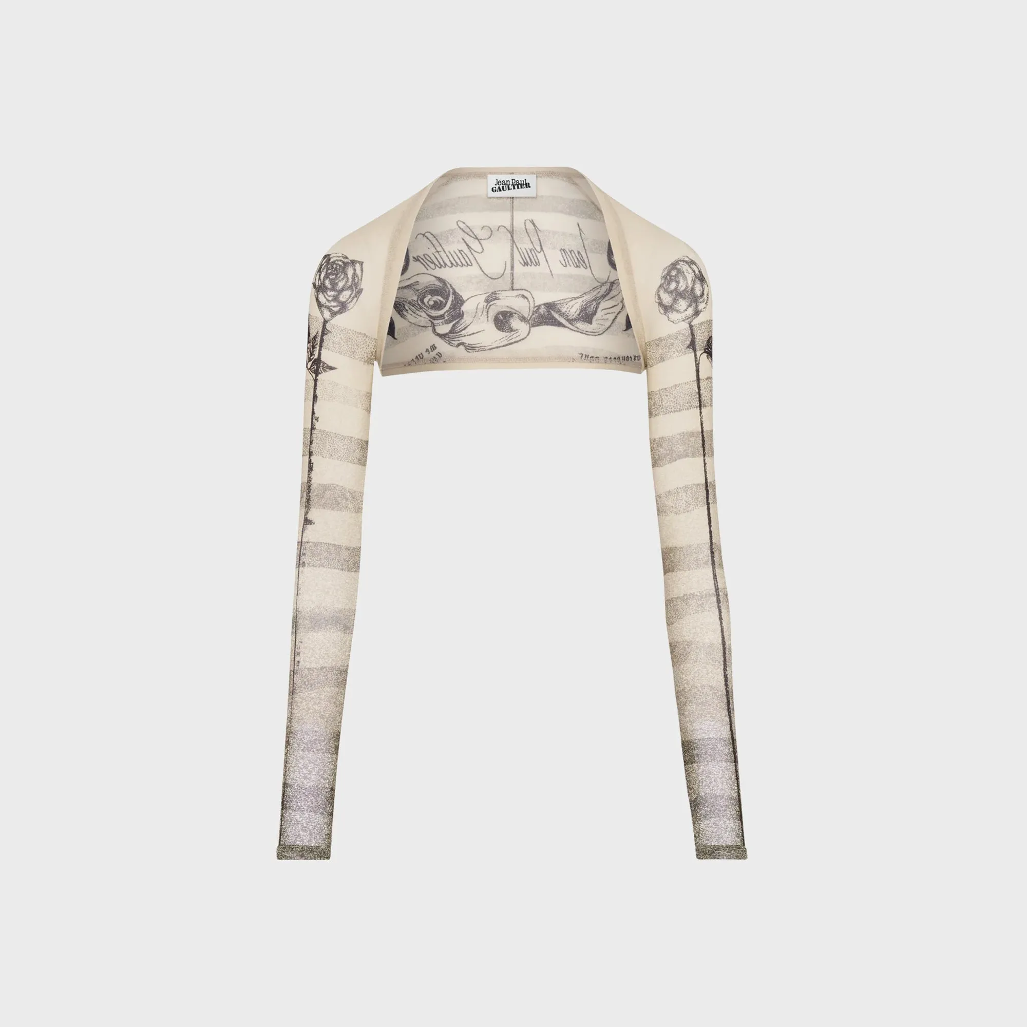 Jean Paul Gaultier Mesh Sleeves Printed Tattoo Marinière - Ecru sold by Kith