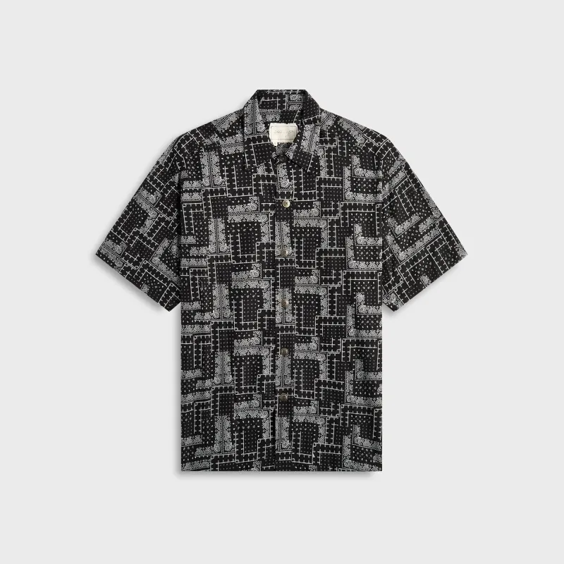 Greg Lauren Short Sleeve Bandana Shirt - Black sold by Kith
