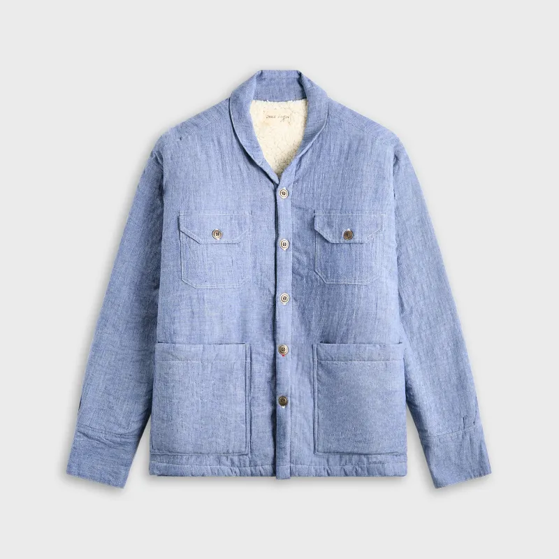 Greg Lauren Chambray Sherpa Lined Jacket - Medium Blue sold by Kith
