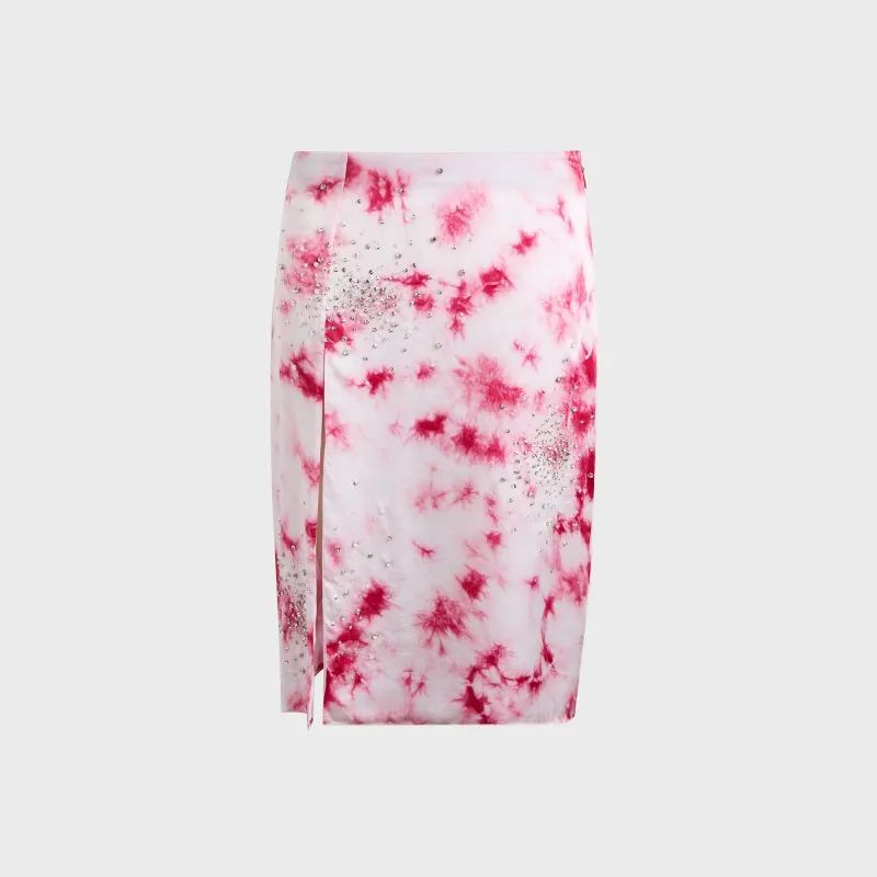 Des Phemmes Tie Dye Midi Skirt - White / Cherry sold by Kith