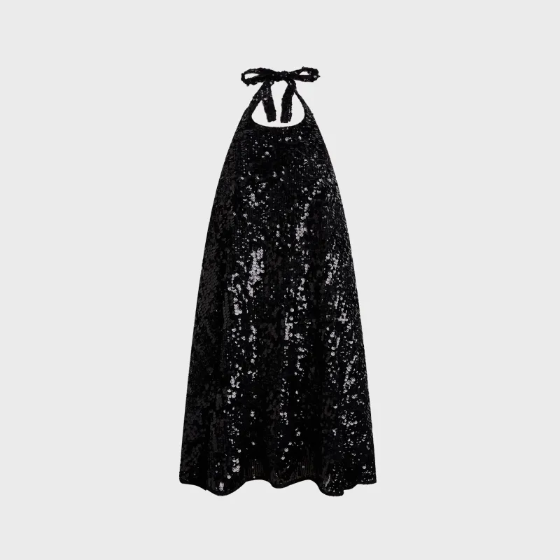 Azeeza Winston Sequin Halter Mini Dress - Black sold by Kith