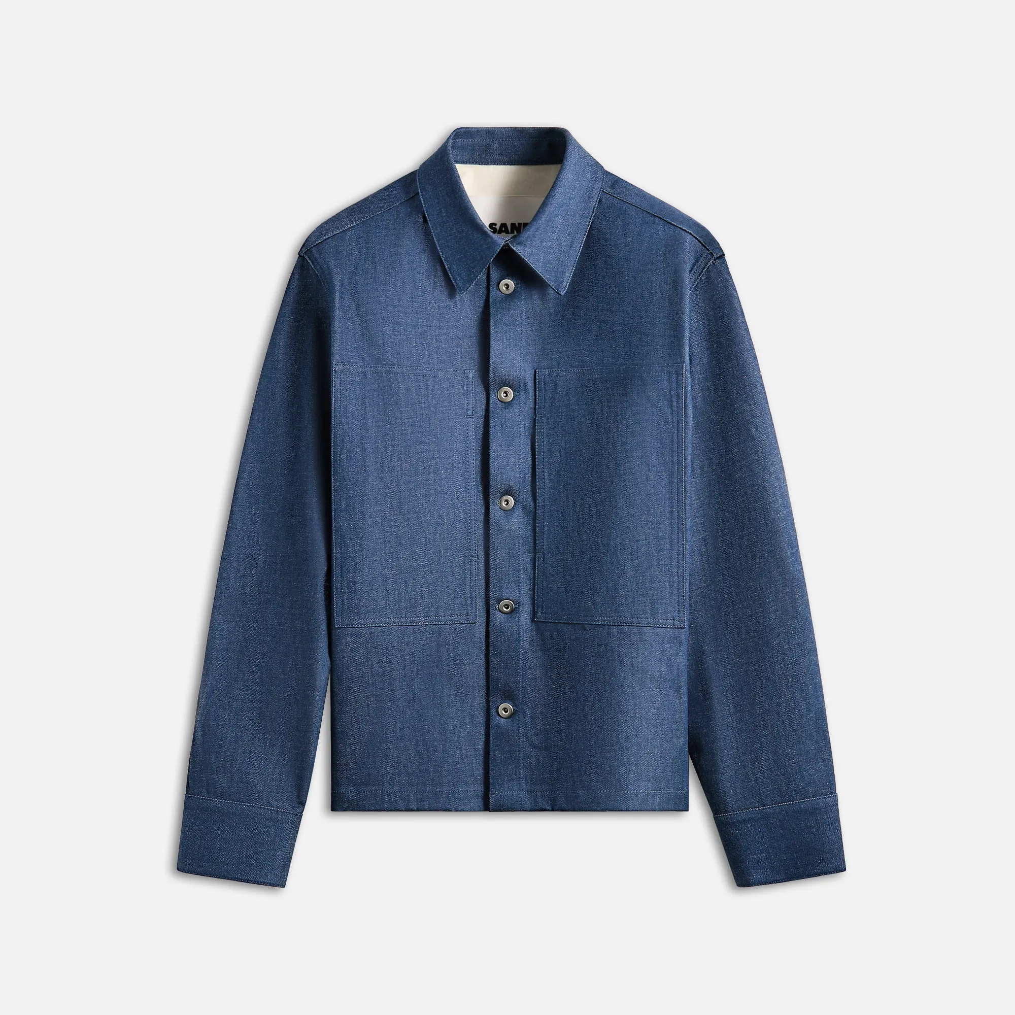 Jil Sander Textured Dry Cotton Denim Shirt - Blue sold by Kith