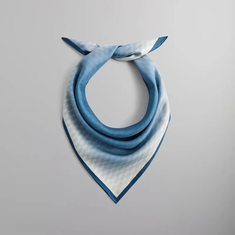 Kith Monogram Ombre Printed Silk Scarf - Indigo sold by Kith