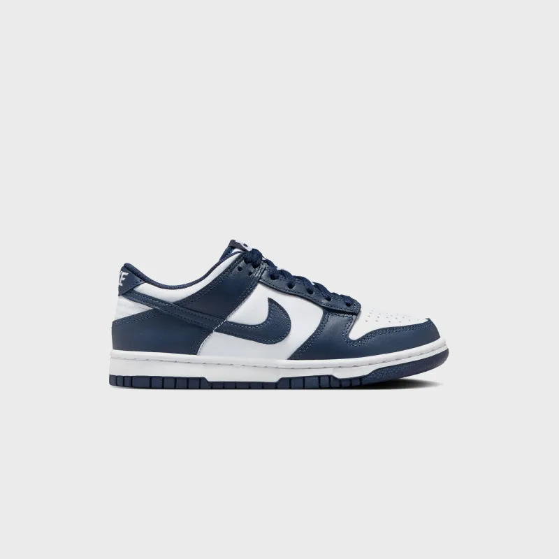 Nike GS Dunk Low - White / Midnight Navy sold by Kith