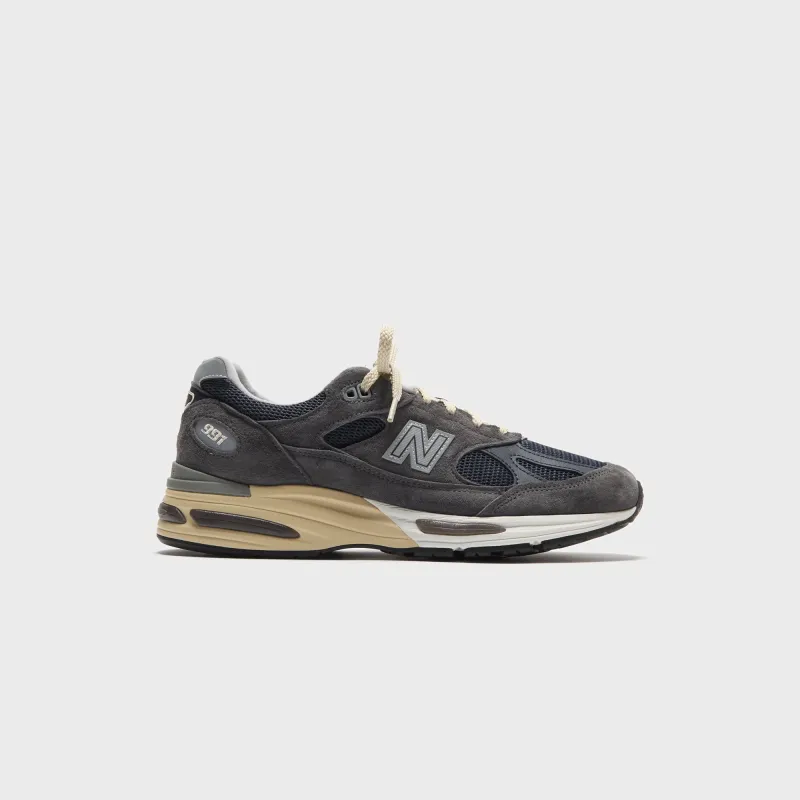 New Balance Made in UK 991V2 - Dark Gull Gray / Midnight Navy / Navy Blazer sold by Kith