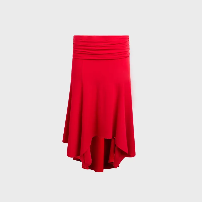 GUIZIO Soffiano Midi Skirt - Red Love sold by Kith